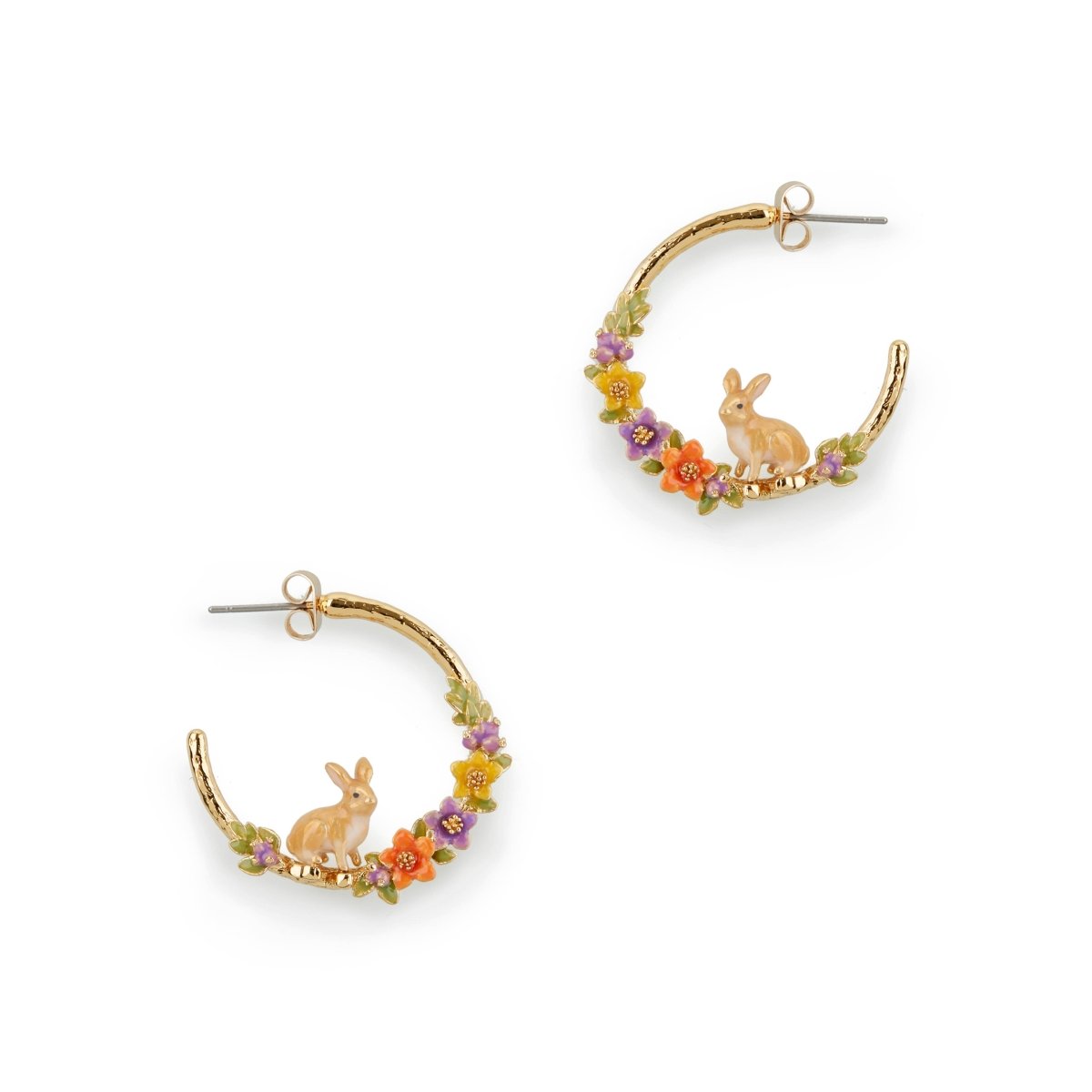 Dreamy 18ct gold plated enamel Bunny Hoops - Hello Pumpkin