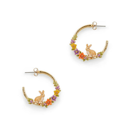 Dreamy 18ct gold plated enamel Bunny Hoops - Hello Pumpkin