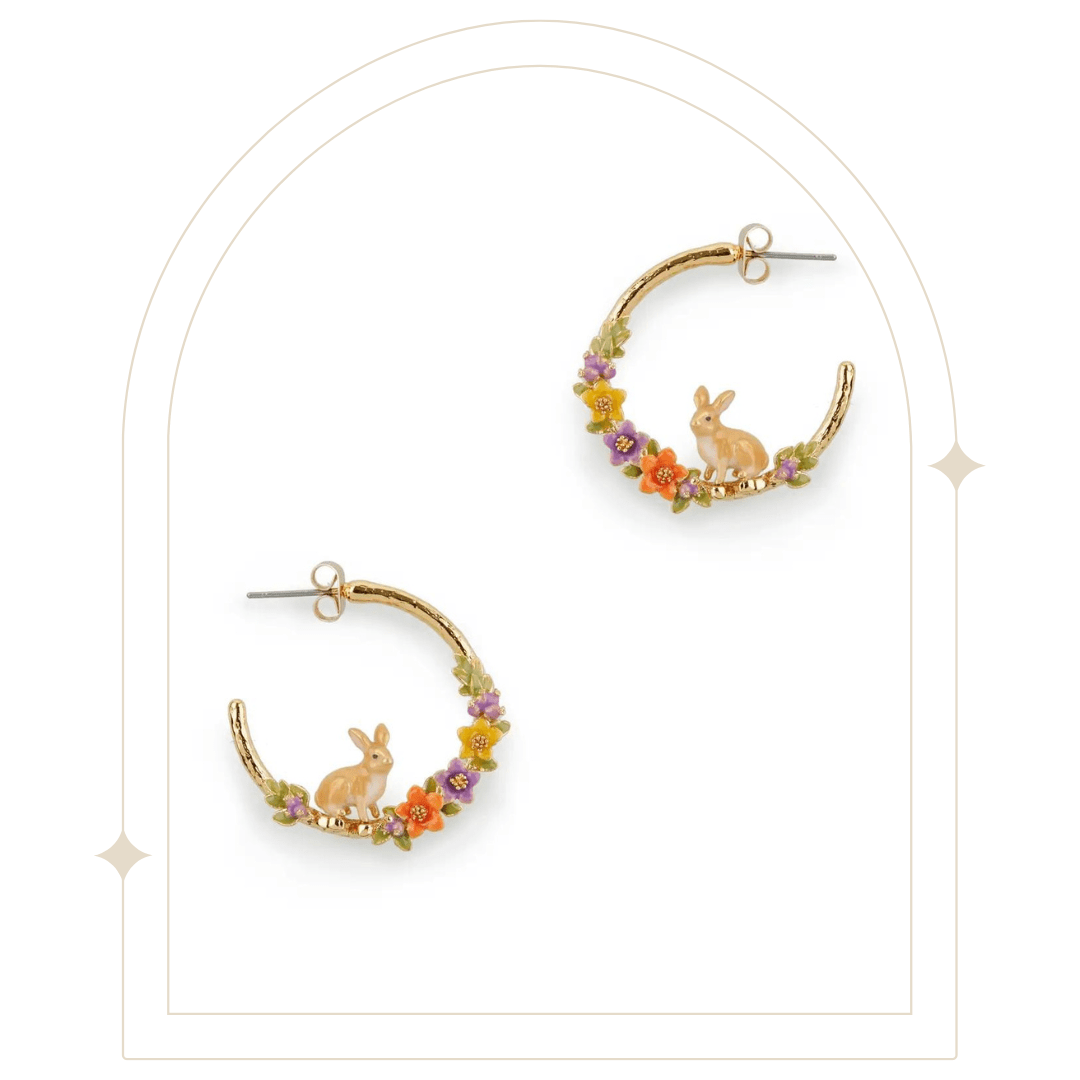 Dreamy 18ct gold plated enamel Bunny Hoops - Hello Pumpkin