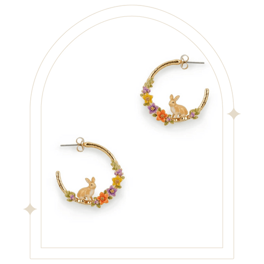 Dreamy 18ct gold plated enamel Bunny Hoops - Hello Pumpkin