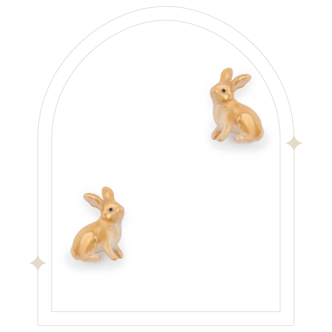 Hand painted Enamel Rabbit Studs - Hello Pumpkin