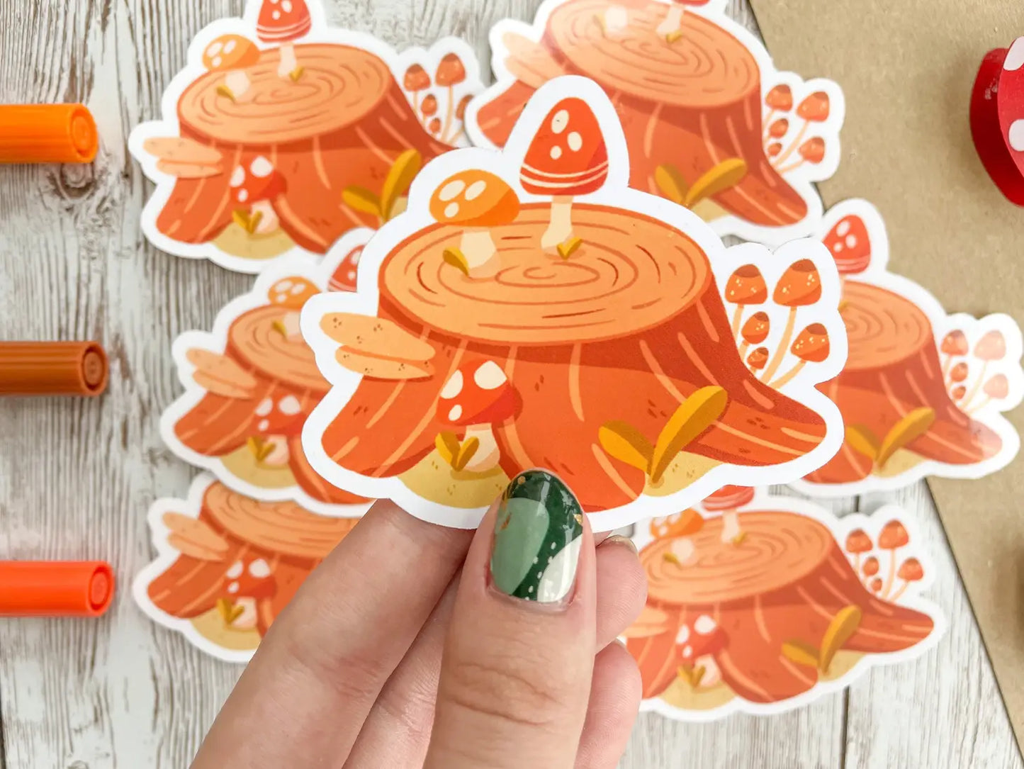 Mushroom log vinyl sticker