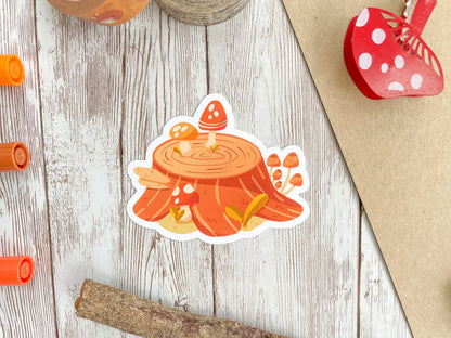 Mushroom log vinyl sticker