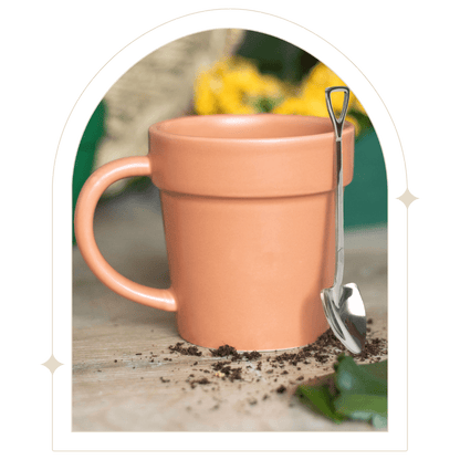 Plain Plant Pot Ceramic Mug and Shovel Spoon - Hello Pumpkin