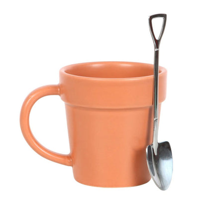 Plain Plant Pot Ceramic Mug and Shovel Spoon - Hello Pumpkin