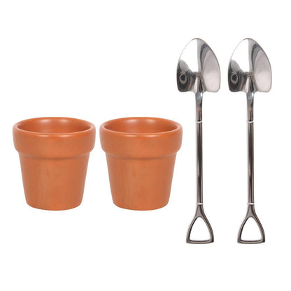 Plant Pot Egg Cup Set with Shovel Spoons - Hello Pumpkin