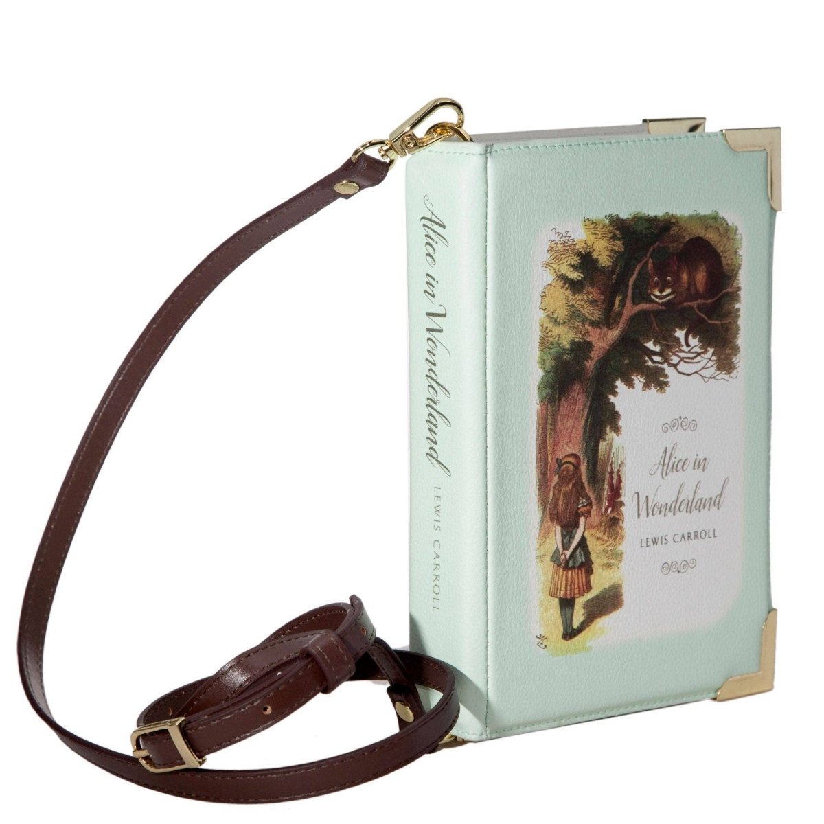 Alice in Wonderland Turquoise Book Crossbody Vegan Handbag - Hello Pumpkin