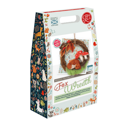 Autumn Fox Wreath Needle Felting Kit - Hello Pumpkin