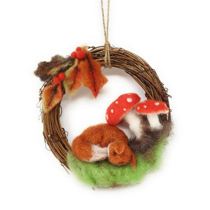 Autumn Fox Wreath Needle Felting Kit - Hello Pumpkin