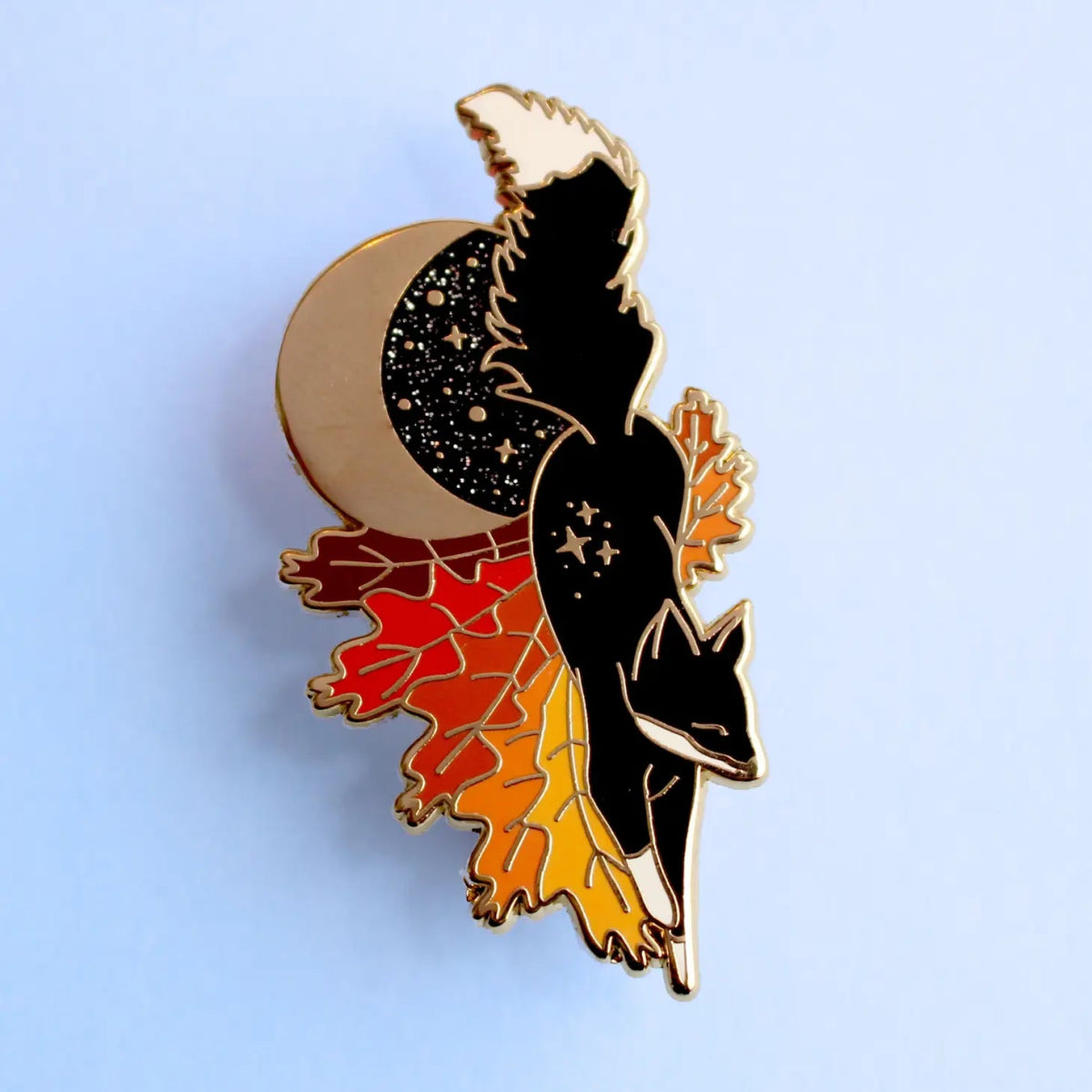 Autumnal fox pin badge - Hello Pumpkin