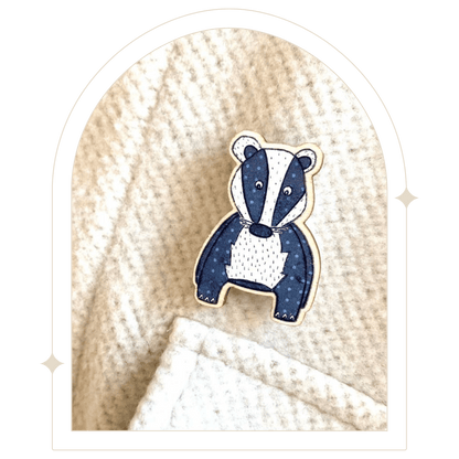 Badger Wooden Pin Badge - Hello Pumpkin