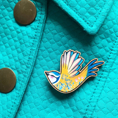 Blue Tit Pin Badge - Hello Pumpkin