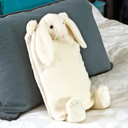 Bunny PJ Case/Hot Water Bottle Cover Cream - 39cm - Hello Pumpkin