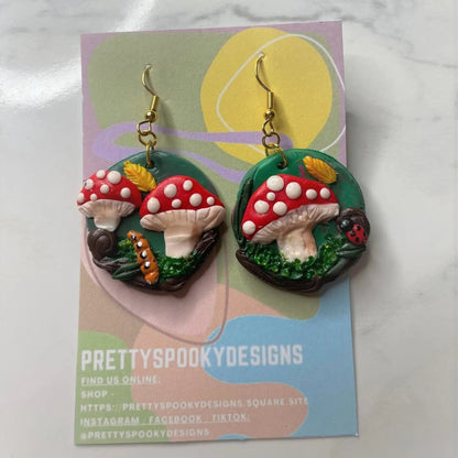 Clay mushroom earrings - Hello Pumpkin