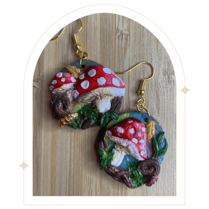 Clay mushroom earrings - Hello Pumpkin