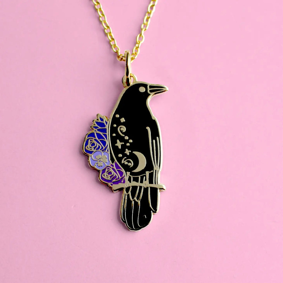 Crow Enamel Necklace - Hello Pumpkin