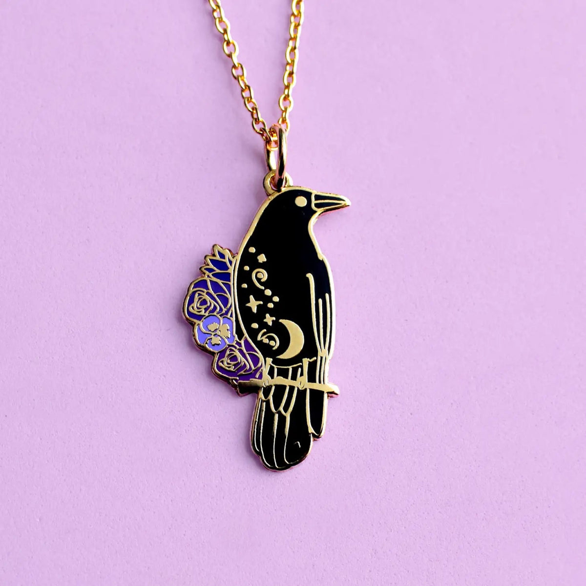 Crow Enamel Necklace - Hello Pumpkin