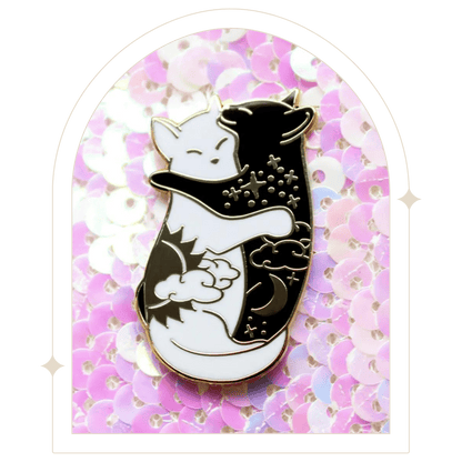 Day and Night Hugging Cats Enamel Pin - Hello Pumpkin