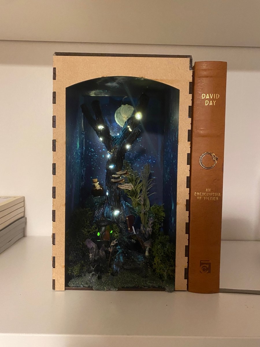 Enchanted forest book nook with LED lights