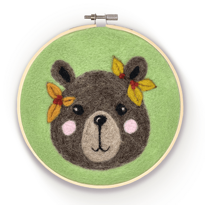 Floral Bear in a Hoop Needle Felt Kit - Hello Pumpkin