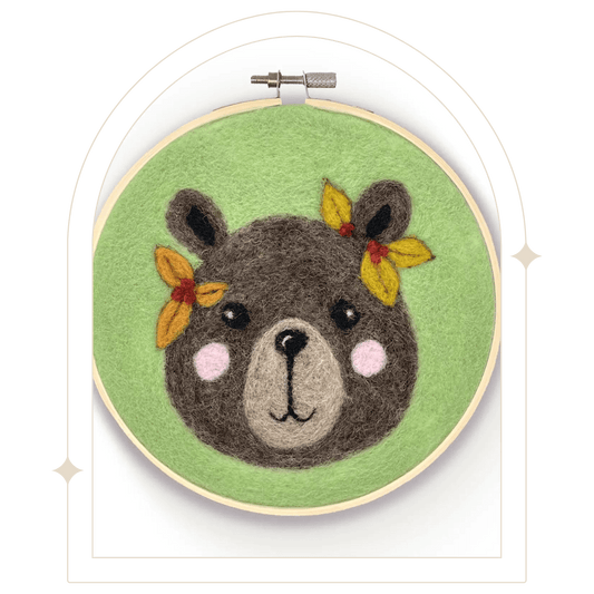 Floral Bear in a Hoop Needle Felt Kit - Hello Pumpkin