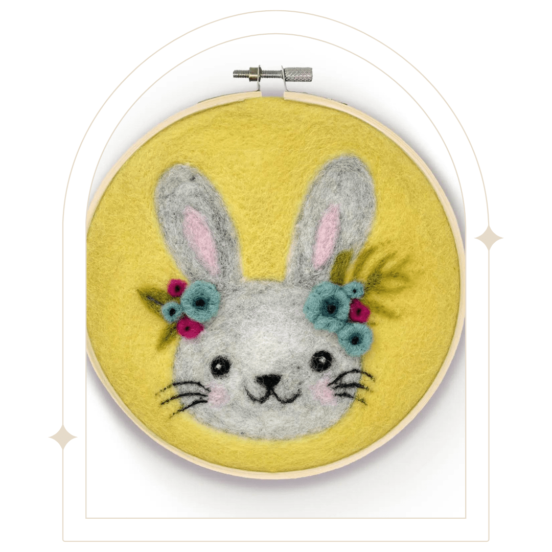 Floral Bunny in a Hoop Needle Felt Kit - Hello Pumpkin