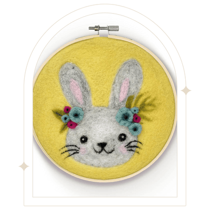 Floral Bunny in a Hoop Needle Felt Kit - Hello Pumpkin