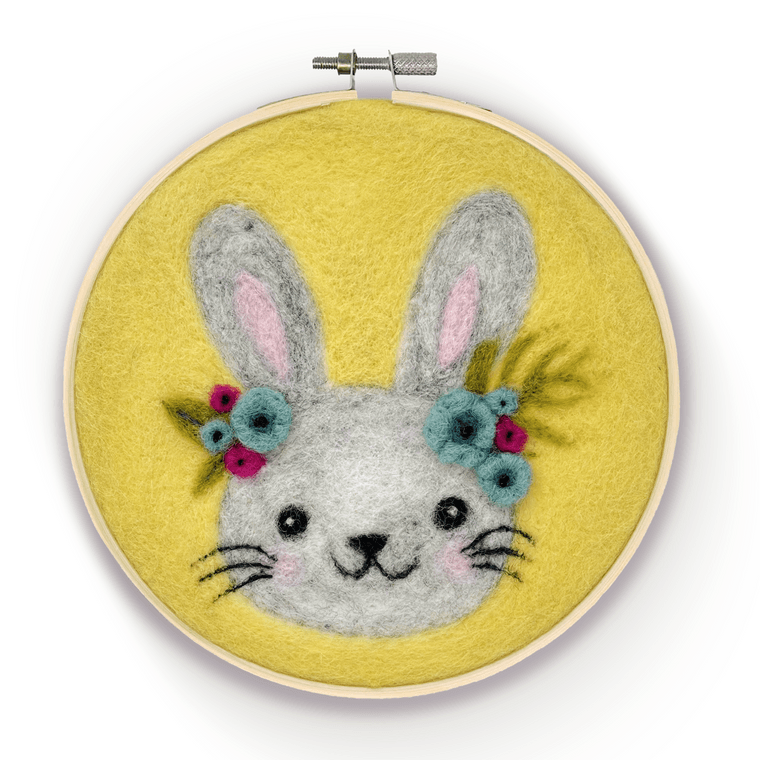 Floral Bunny in a Hoop Needle Felt Kit - Hello Pumpkin