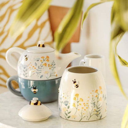 Floral Ceramic Tea for One Teapot and Mug Set with bees - Hello Pumpkin