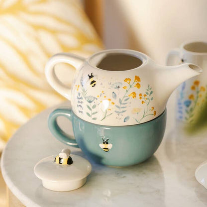 Floral Ceramic Tea for One Teapot and Mug Set with bees - Hello Pumpkin