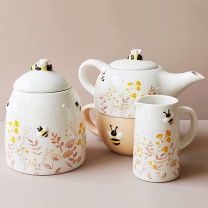 Floral Ceramic Tea for One Teapot and Mug Set with bees - Hello Pumpkin