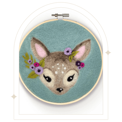 Floral Fawn in a Hoop Needle Felt Kit - Hello Pumpkin