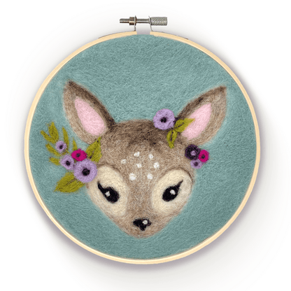 Floral Fawn in a Hoop Needle Felt Kit - Hello Pumpkin