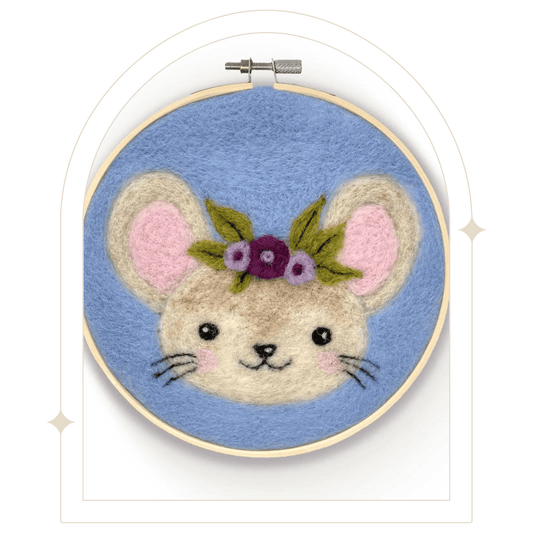 Floral Mouse in a Hoop Needle Felt Kit - Hello Pumpkin