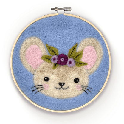 Floral Mouse in a Hoop Needle Felt Kit - Hello Pumpkin