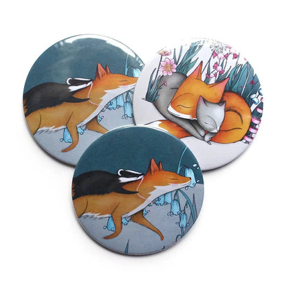 Fox and Badger Pocket Mirror - Hello Pumpkin