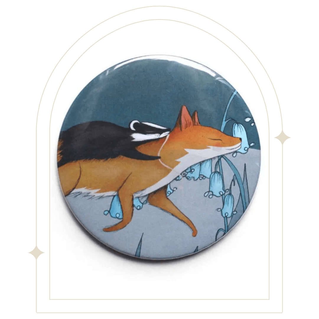 Fox and Badger Pocket Mirror - Hello Pumpkin
