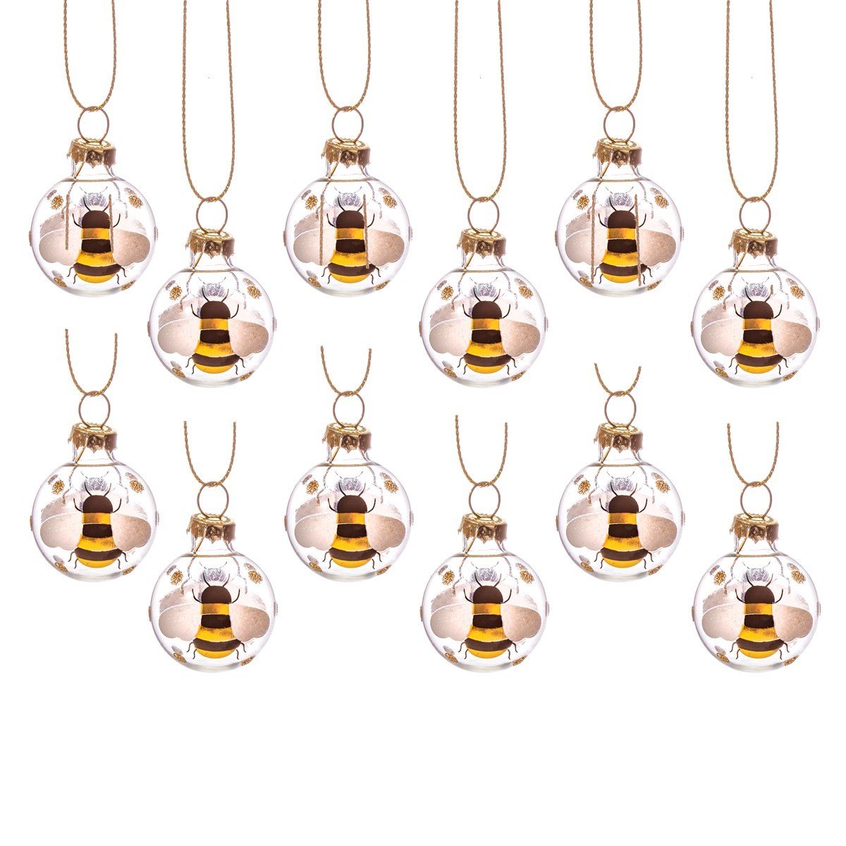 Glass mini bee baubles (Set of 12) - Hello Pumpkin