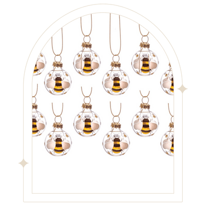 Glass mini bee baubles (Set of 12) - Hello Pumpkin