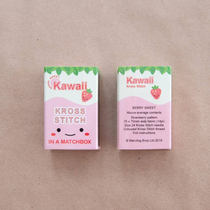 Kawaii Strawberry Mini Cross Stitch Kit In A Matchbox - Hello Pumpkin