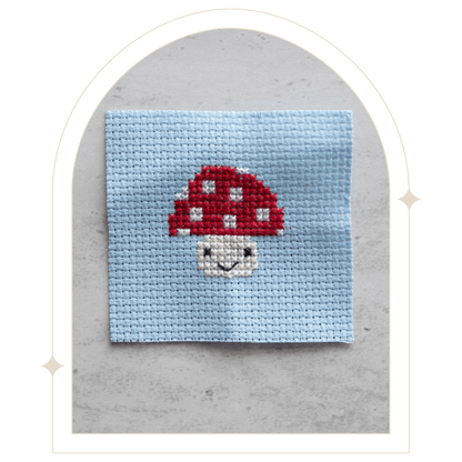 Kawaii Toadstool Mini Cross Stitch Kit - Hello Pumpkin