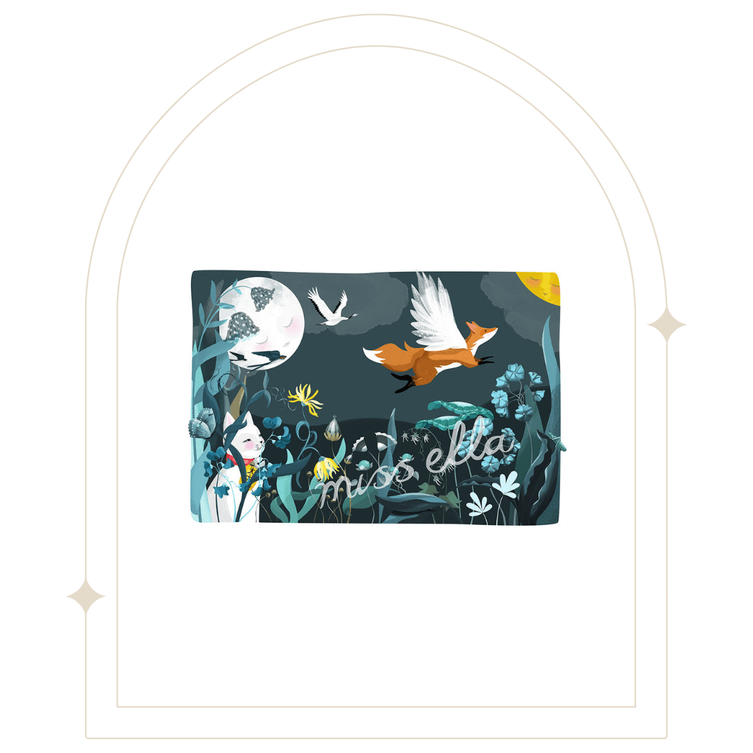 Lucky Cat and Flying Fox Print - Hello Pumpkin