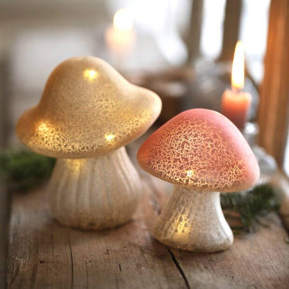 Medium Neutral Glass Mushroom Light - Hello Pumpkin