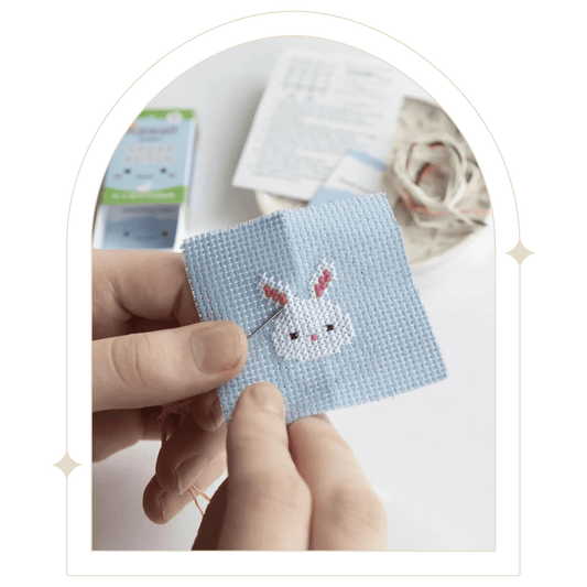 Mini bunny cross stitch craft kit in a matchbox - Hello Pumpkin