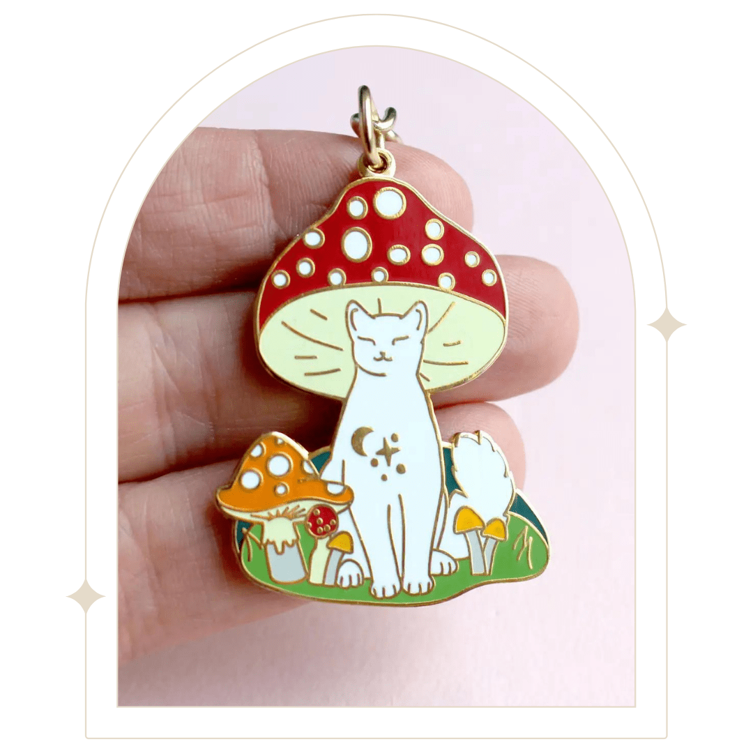 Mushroom Cat Key Chain - Hello Pumpkin