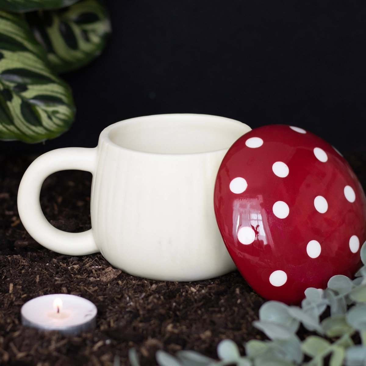 Mushroom Shaped Mug with lid - Hello Pumpkin