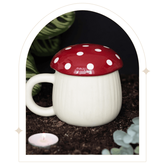 Mushroom Shaped Mug with lid - Hello Pumpkin