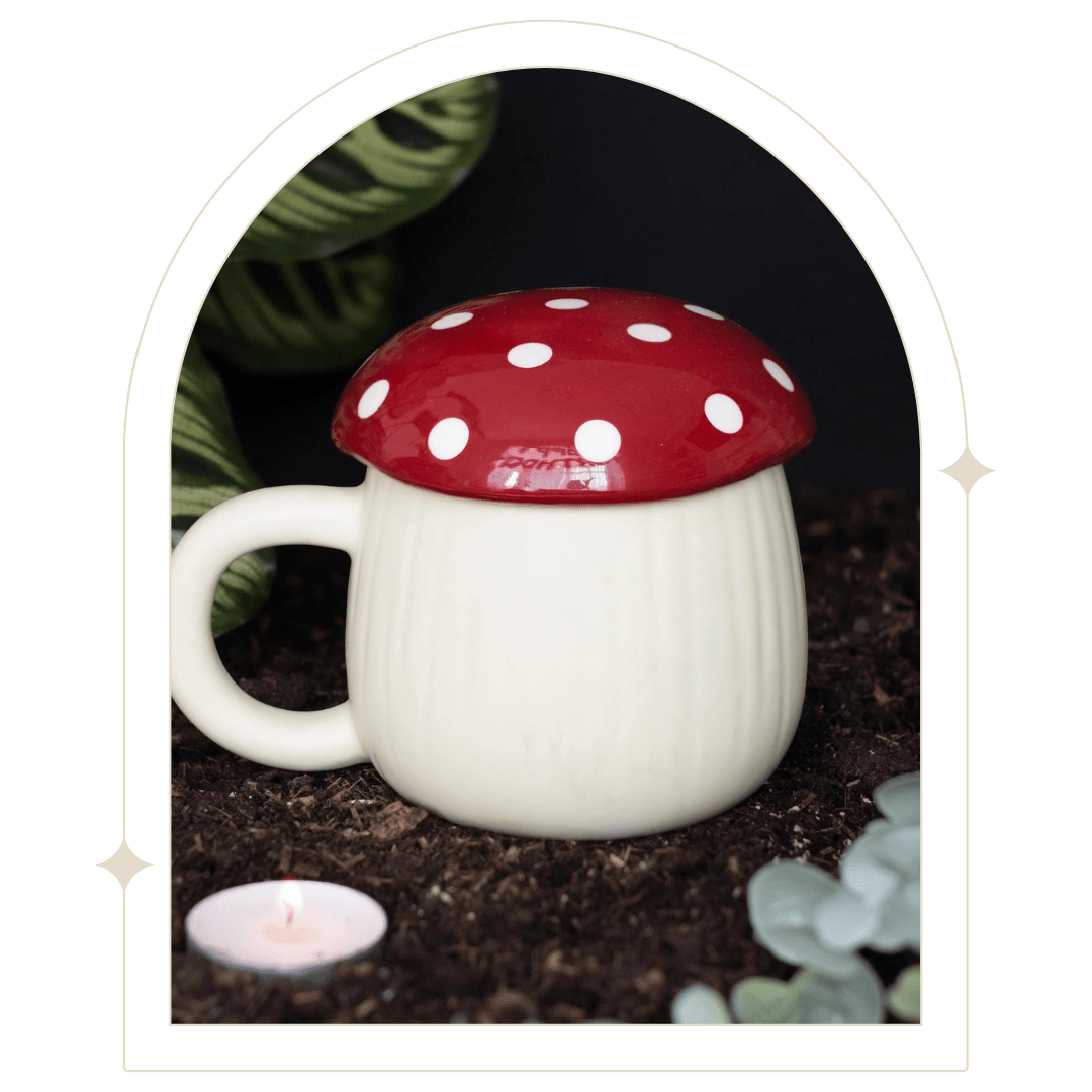 Mushroom Shaped Mug with lid - Hello Pumpkin