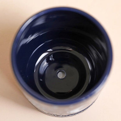 Navy blue celestial plant pot and saucer - Hello Pumpkin