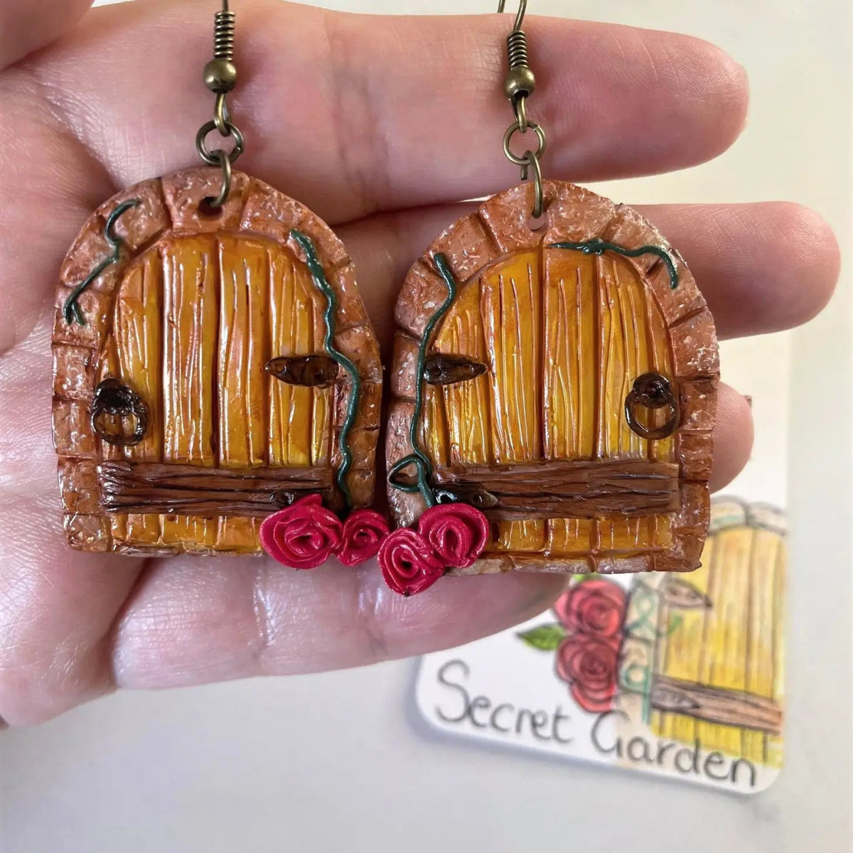 Secret Garden Fairy Door Earrings - Hello Pumpkin